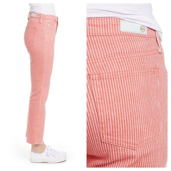 AG Jodi Pinstripe Twiggy High Waist Crop Flare Jeans Sz 26 - Picture 2 of 13